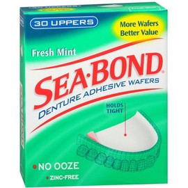 Sea-Bond Secure Denture Adhesive Seals, Fresh Mint Uppers, All-Day-Hold, Mess-Free, 30 Count - 11 Pack