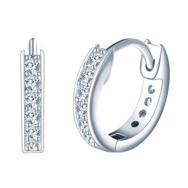 Yumilok Women's Hoop Earrings Silver 925 Sterling Silver Cubic Zirconia Small Women's Earrings Huggie Piercing Hypoallergenic Cartilage, Silver