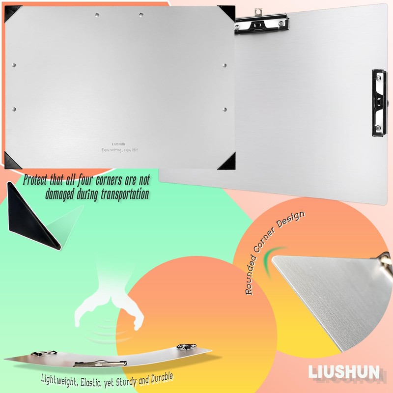Aluminum 11x17 Clipboard A3 Metal Stainless Hangable Clipboards with 3