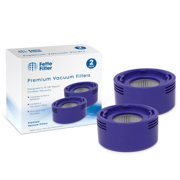 Fette Filter - Post Motor Filter Compatible for Dyson V8 Cordless Vacuums. Compare to Part # 967478-01. (Pack of 2)