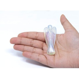 Wonder Care Pocket Guardian Angel Crystal Natural Gemstone Reiki Healing Energy Carved Statue Chakra Balance Meditation Aesthetic 1.5-2 Inch Pack of 2