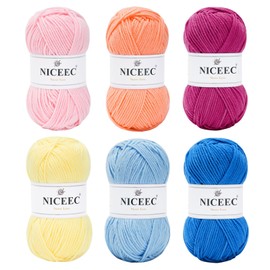 NICEEC 300g Soft Assorted Colors Yarn - Sport Weight,100% Acrylic, 4 Ply, Bonbons Yarn for Crochet & Knit, DIY Project Starter Kit for Kids or Adults(Total 870yds) - Series 17
