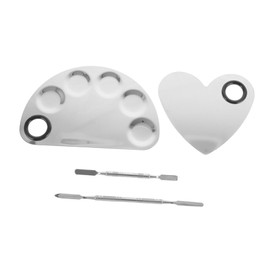 TOVINANNA 2pcs Stainless Steel Palette Nail Art Mixing Palette Cosmetic Mixing Palette Scraper Nail Art Palette Matte Eyeshadow Palettes Steel Pallet Color Mixing Plate Makeup Tool Silver