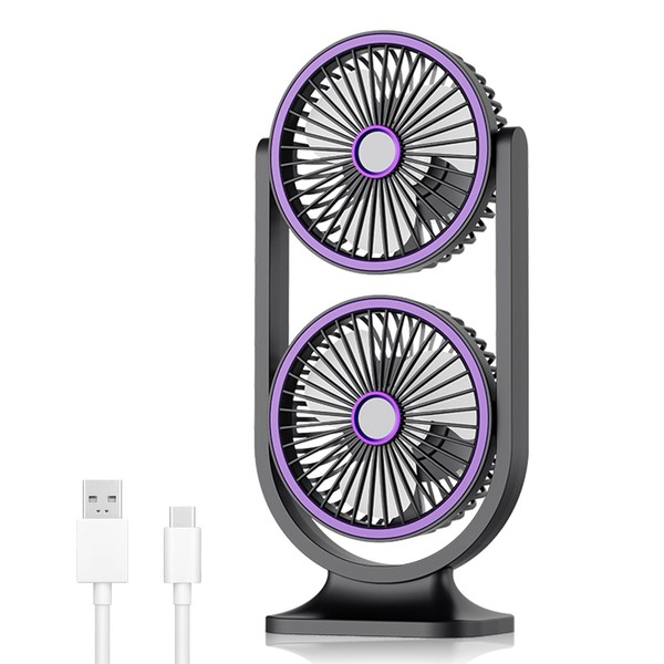 Desk Fan, Rechargeable Portable Fan With 360 ° Rotate Head,