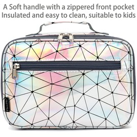 FlowFly Kids Lunch box Insulated Soft Bag Mini Cooler Back to School Thermal Meal Tote Kit for Girls, Boys, Lattice