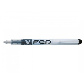 Pilot Black Ink/White Barrel VPen Disposable Fountain Pen [Pack of 12]