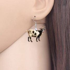 BONSNY Dangle Cute Brown Goat Earrings Animals Novelty Hypoallergenic Jewelry For Women Gifts (Beige)