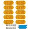 WUSHIXAN 10 Pack Oval Reflectors Yellow Self Adhesive Or Drill