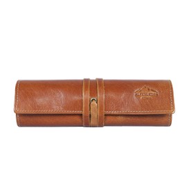 Alpenleder GFRETT Pencil Roll (Handmade) Sustainable Organic Leather from Regional Agriculture, Pencil Case, Small, Fair Produced (6 x 6 x 21.5 cm), Cognac, pencil case