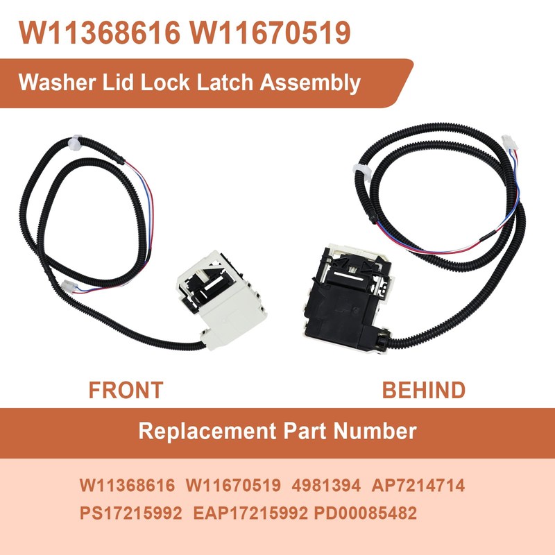 W11368616 W11670519 Washer Lid Lock Latch Assembly for Whirlpool Maytag