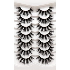 Losha Lashes Natural Fluffy Faux Mink Eyelashes Handmade Wispy Lashes 7 Pairs Pack False Lashes for Eye Makeup