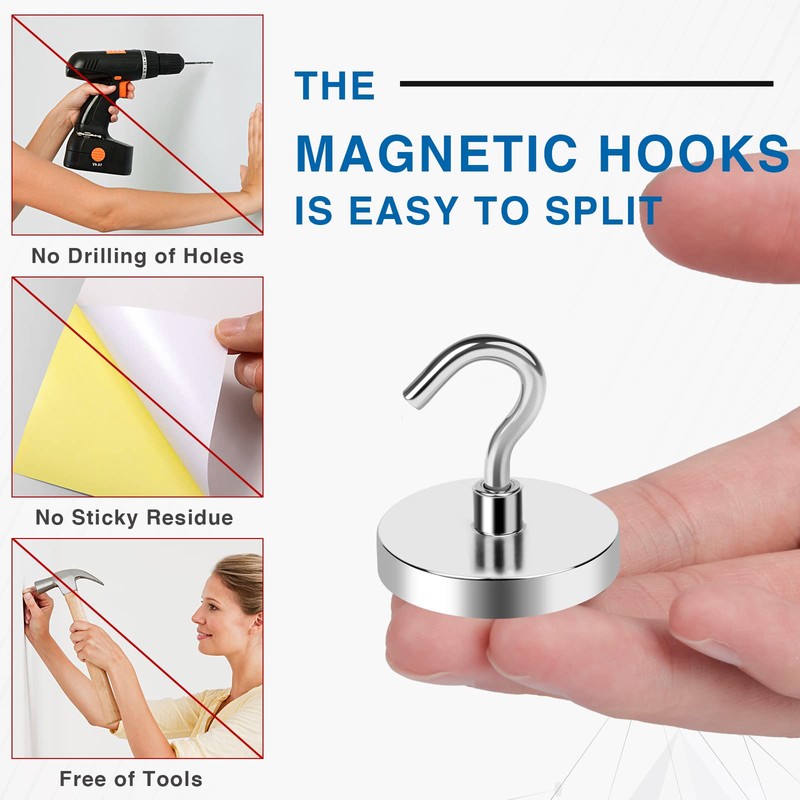 LOVIMAG Magnetic Hooks Heavy Duty, 110 lb Strong Magnetic Hooks