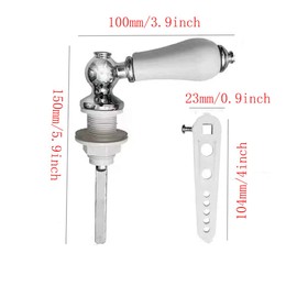 Lokatall Ceramic Toilet Flush Handle, Chrome Replacement Toilet Tank Handle Universal Fit Toilet Cistern Handle Cistern Lever Flush Handle Toilet WC Lavatory Flush, Adjustable Arm (3/8 Interface)