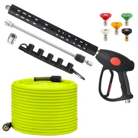 M MINGLE Pressure Washer Hose and Gun Kit, 50 FT Power Washer Hose with 5 Nozzle Tips and M22-14mm Fitting, Replacement for Ryobi, Simpson, Craftsman