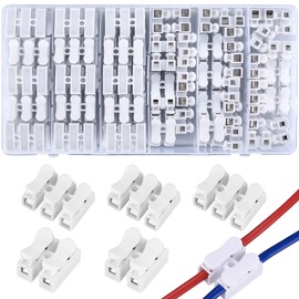 65 Pcs Spring Wire Connectors, Spring Clamp Terminal Cable Clamp Connector, CH-2 Electrical Cable Connectors Block, 2 Pin Push-in Quick Terminal Wire Cable Connector Wiring Terminal Spring Clamps