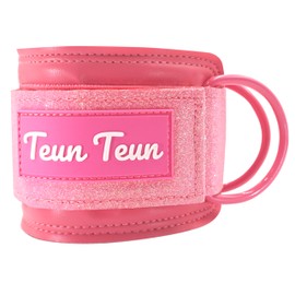 Glitter Ankle Straps for Cable Machine, Glute Kickback Ankle Straps for Women, Cable Attachments for Gym, Ankle Cable Straps for Booty Workout, Leg Extension and Hip Abductors (Pink - Single)