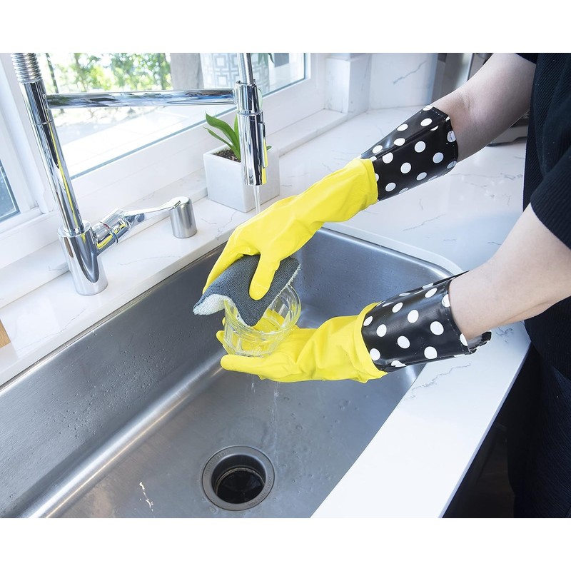 Evriholder Glam-Gloves Reusable Latex Dishwashing Gloves for Kitchen or Cleaning,