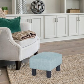 Furnistar 15" Small Ottoman Foot Rest Stool with Anti-Slip Legs (Light Blue)