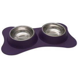 Loving Pets Bone Shaped Flex Diner for Dogs, Plum