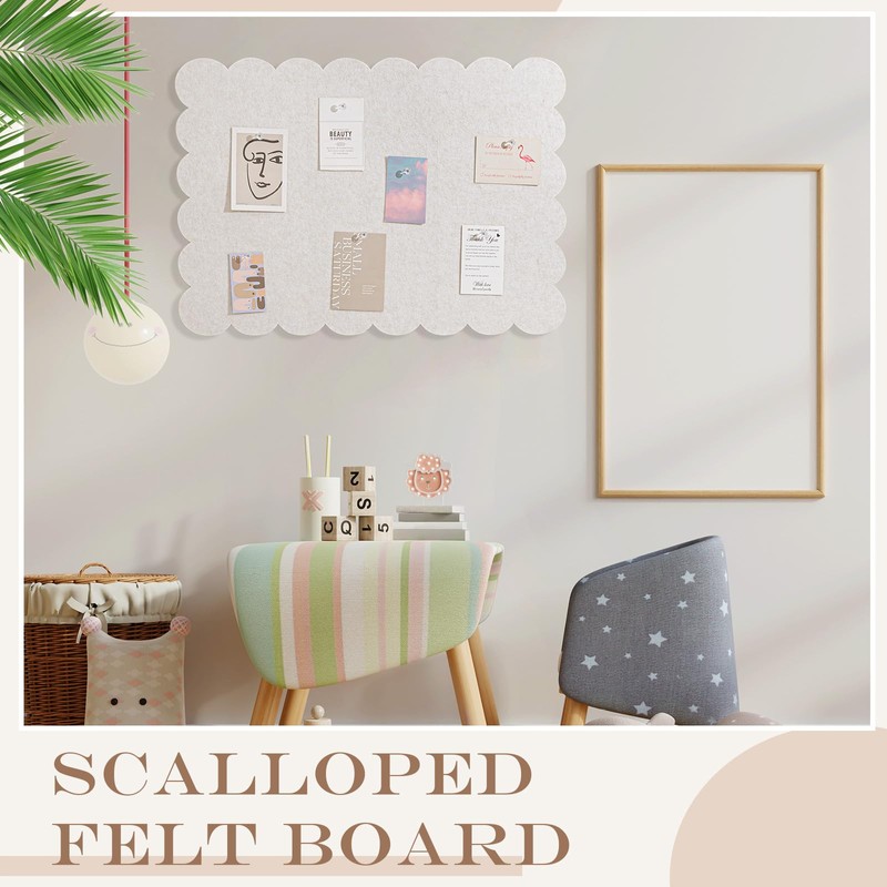 Mooliwe Scalloped Felt Bulletin Board 36 x 24 Inches Foldable