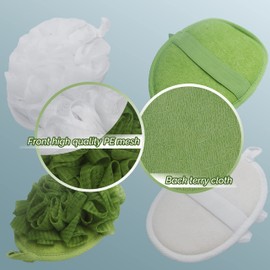 Paquete de 2 esponjas exfoliantes para bañera, ducha, spa, spa, flor de lufa, esponja, cepillo para limpiar manoplas, guantes y manoplas, quitar la piel muerta para hombres y mujeres