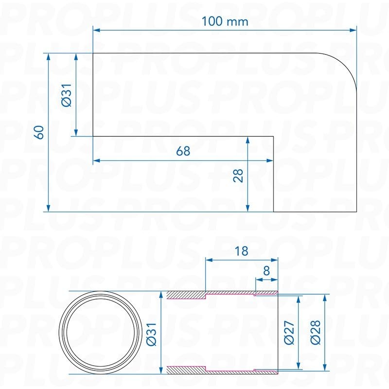 Multibros 90° Sewage Pipe Angle Uneven Diameter 28 mm -