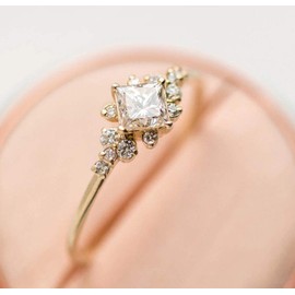 WDIYIEETN Vintage Ring Gold Engagement Ring Diamond Wedding Ring 14k Gold Milgrain Band for Women (7)