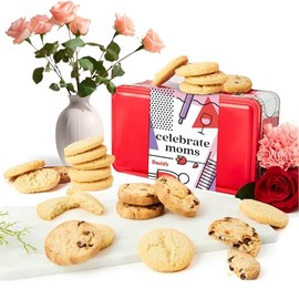 David’s Cookies Mother's Day Shortbread Cookies Gift Tin – Original & Chocolate Chip Shortbread Cookies in Sweet Sampler – Bakery Dessert Gift for Mom Her Grandma on Mother’s Day & Special Occasion