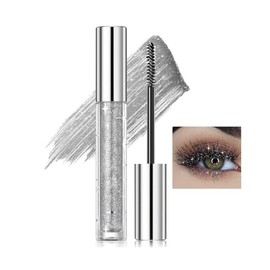 Erinde Silver Glitter Mascara, Diamond Effect Sparkle Mascara For Eyelashes & Brows, Glitter Mascara for Women Eye Makeup, Define Long Lasting Glitter Colorful Eyelashes, 01 Silver Glitter