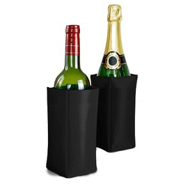 2Pcs Wine Cooler Sleeve Wine Bottle Chiller Ice Pack Adjustable Bottle Wrap Keep Wine Cool and Refreshing for Red White Champagne or Sparkling (Black)