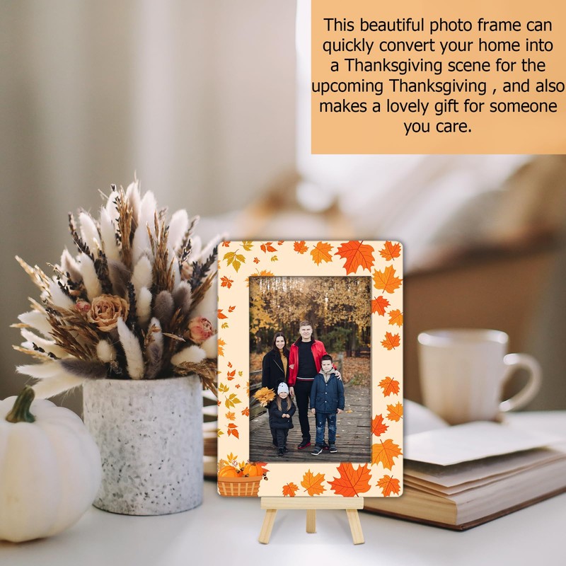 Cazhes Fall Pumpkin Picture Frames, Hello Autumn Wooden 4x6 Photo