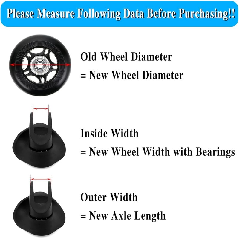 OwnMy 45Mm Luggage Replacement Wheels Set Of 4 With Axles