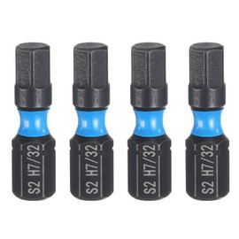 sourcing map 4pcs H7/32 SAE Hex Screwdriver Bit 1/4" Hex Shank 25mm/1" Length Magnetic Hexagon Head Hex Bits S2 Steel Screw Driver Bit Industrial Grade Electric Drill Bits