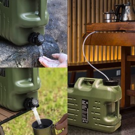 Camping Water Containers, Zciuyo Portable Water Tank Storage with Spigot, 5 Gallon BPA Free Military Green Large Bucket Emergency Water Cube for Hiking BBQ Gear Survival Supplies Carrier Jugs Kit