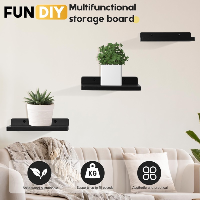 NIUBEST Small Floating Shelf,5 x 8.5 Inch,Set of 3 Small