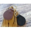 AIRSTREAM Vtg. WHITE AIRSTREAM GENUINE LEATHER KEY FOB CHAIN RING