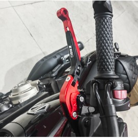 GZYWMJZ Motorcycle Brake and Clutch Levers Modified Parts Fits for Kawasaki Z650 2017 2018 2019 2020 2021 2022 2023 2024 Motorbike Adjustable Foldable Extendable Brake Lever (Black-Red)