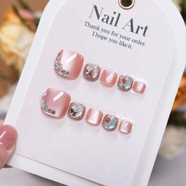 Nail Tips, 24 Pieces, Thumb Nail Seal, Foot False Nails, Nail Tips, Foot Nails, Reusable Gel Nail Tips, Summer Nails, Weddings, Coming-of-Age Ceremonies, Foot Nails, Easy, Removable, For Feet