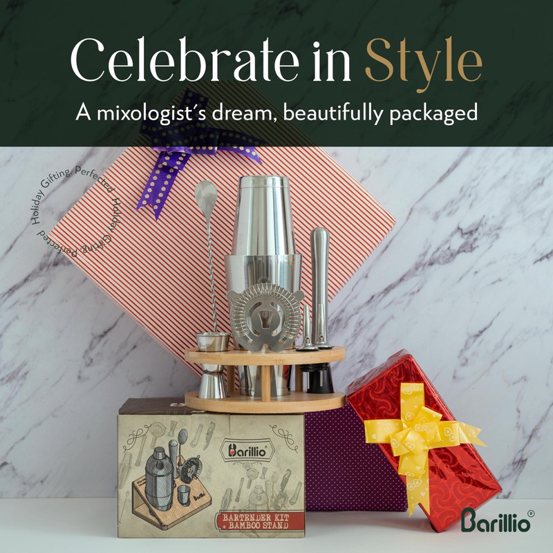 Barillio Elite Mixology Bartender Kit with Stand - Cocktail Shaker
