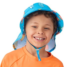 Saint Eve Kids Toddler Sun Hat – Infant UPF 50+ Wide Brim Hats with Neck Flap and Adjustable Fit – Lightweight with Breakaway Chin Strap – Bright Prints – Boys Girls, Blue Combo Pack