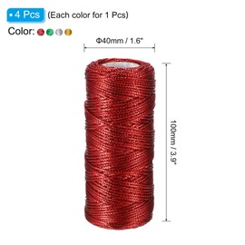 PATIKIL 110 Yards Decorative Metallic Bakers Twine, 1 Rolls Wrapping Twine String Rope DIY Tie Gift Packing Materials for Christmas Crafts Wedding Present,Gold & Silver & Red & Green