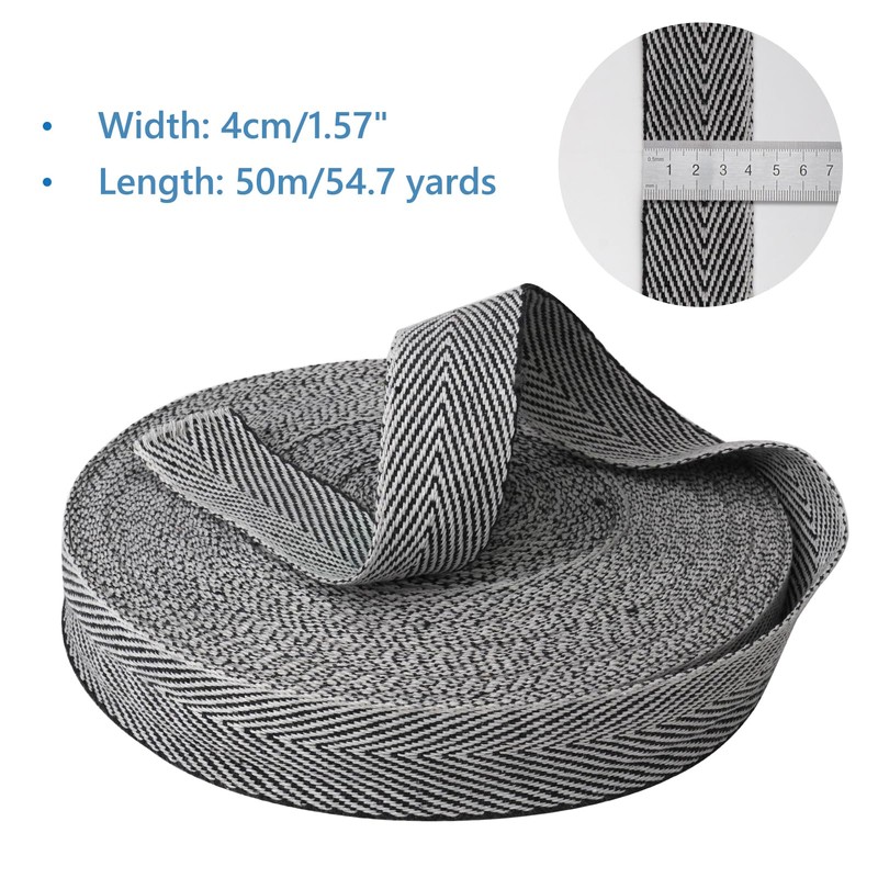 Oztwel Twill Tape Roll, 54.7 Yards 1.5" Soft Poly Cotton