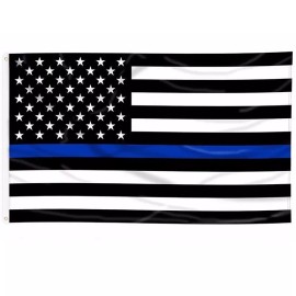 RFCO 3x5 FT THIN BLUE LINE FLAG POLICE LAW ENFORCEMENT SUPPORT MADE IN THE U.S.A.