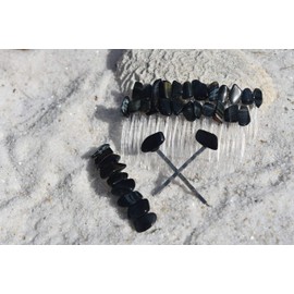 Blue Tiger's Eye Stone Hair Clip Set - Includes 2 Hair Combs, 1 60 mm French Barrette, 2 Hair Pins