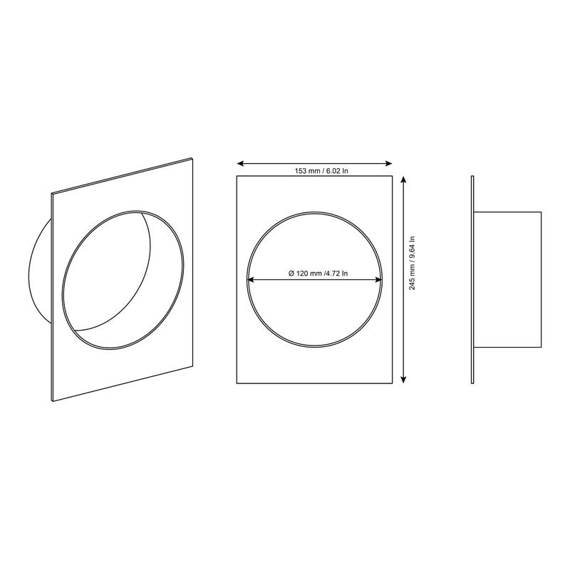 H&C VENT Diameter 120 mm Plastic PVC Duct Connector Flange,