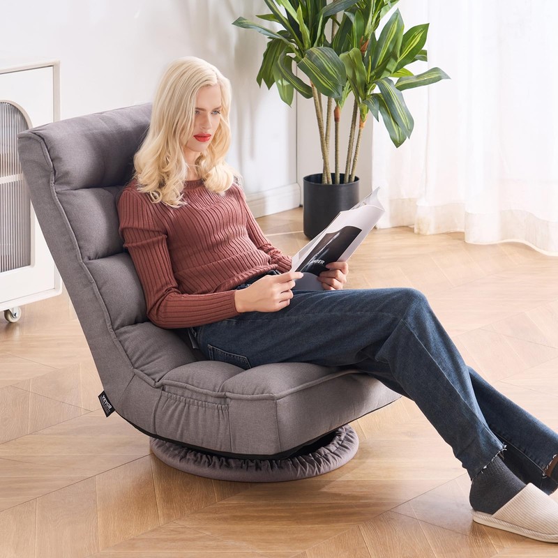 VEVOR Swivel Floor Gaming Chair, 360-Degree Rotating Foldable Lounge Chair