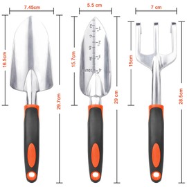 Garden Tools Set, 3 Pcs Gardening Tools Set with Trowel, Shovel & Hand Rake, Aluminium Garden Hand Tools Kit Lawn Planting, Gardening Sets for Women Gardener