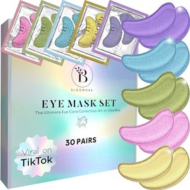 BLOOMORA Variedad Mascarilla Para Debajo De Los Ojos (30 Pares) Parches Debajo De Los Ojos Para Ojeras, Parches Debajo De Los Ojos Para Ojos Hinchados