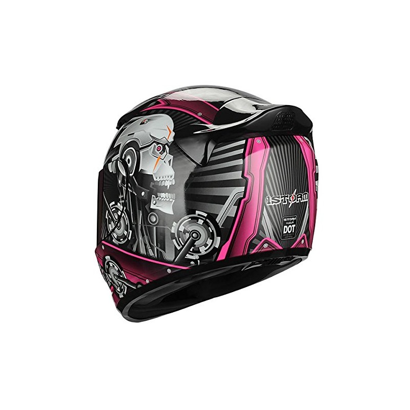 1Storm Motorcycle Bike Full FACE Helmet Mechanic Skull - Tinted