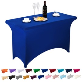 LZY Spandex Fitted Stretch Table Cover for 4ft or 6ft or 8ft Folding Table, Rectangular Cocktail Tablecloth, Perfect for Party or Banquet